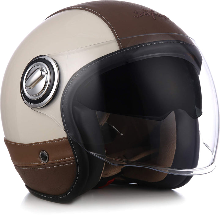 Soxon® SP-888 Pro „Urban Creme“ · Jet-Helm · Motorrad-Helm Roller-Helm Scooter-Helm Moped Mofa-Helm