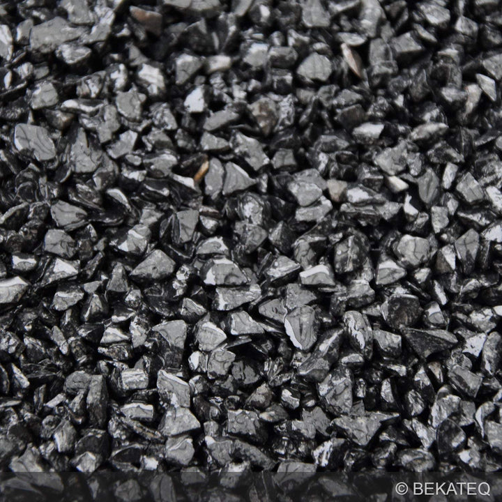 BEKATEQ BK-605PU Steinteppich aussen bis 2,5qm - 25kg Marmorkies in Nero Ebano + 1K PU Kleber Bindem