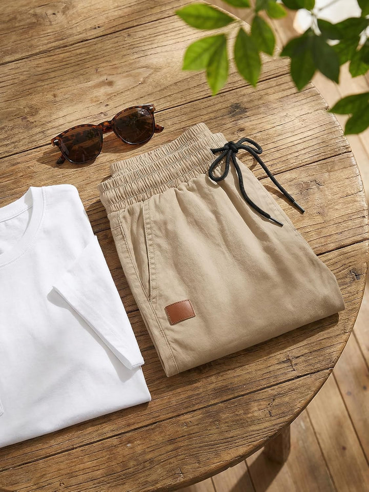 JMIERR Kurze Hosen Herren Sommer Shorts Herren Chino Baumwolle Elastische Taille mit Taschen S-3XL L