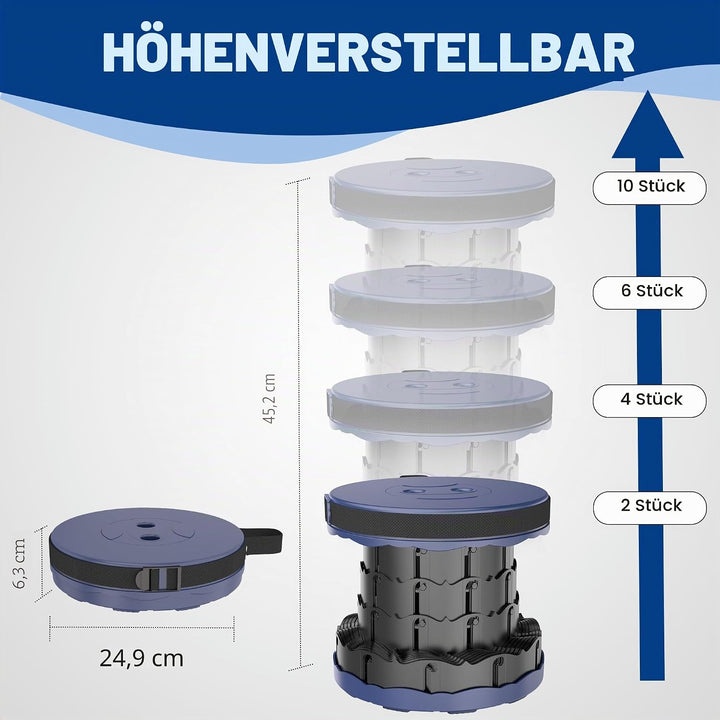 Teleskophocker,Zusammenklappbar, leicht und tragbar, Hocker für Erwachsene, Camping-Hocker für Wande
