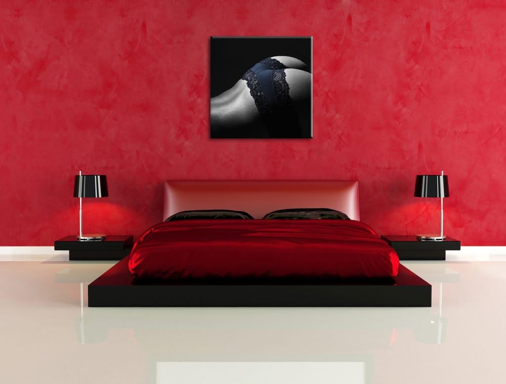 Pixxprint Heisser Frauenpo in sexy Dessous Schwarz/Weiss, Format: 70x70 auf Leinwand, 70x70