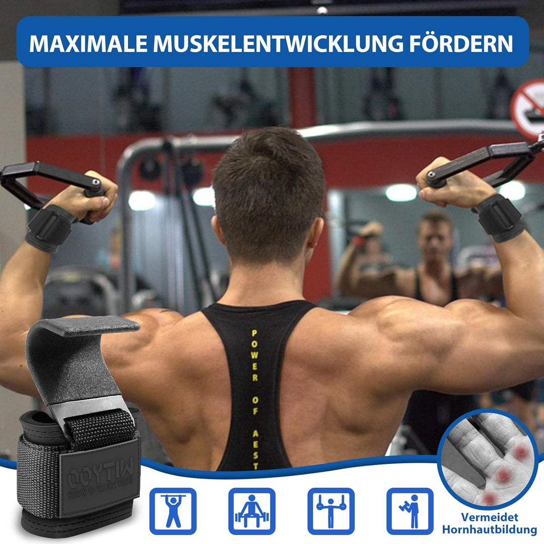 Zughilfen Haken Krafttraining, Fitness Powerlifting Weight Lifting Hook, Lifting Straps für Männer &