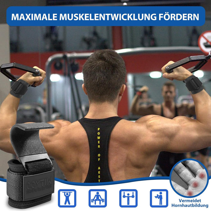 Zughilfen Haken Krafttraining, Fitness Powerlifting Weight Lifting Hook, Lifting Straps für Männer &