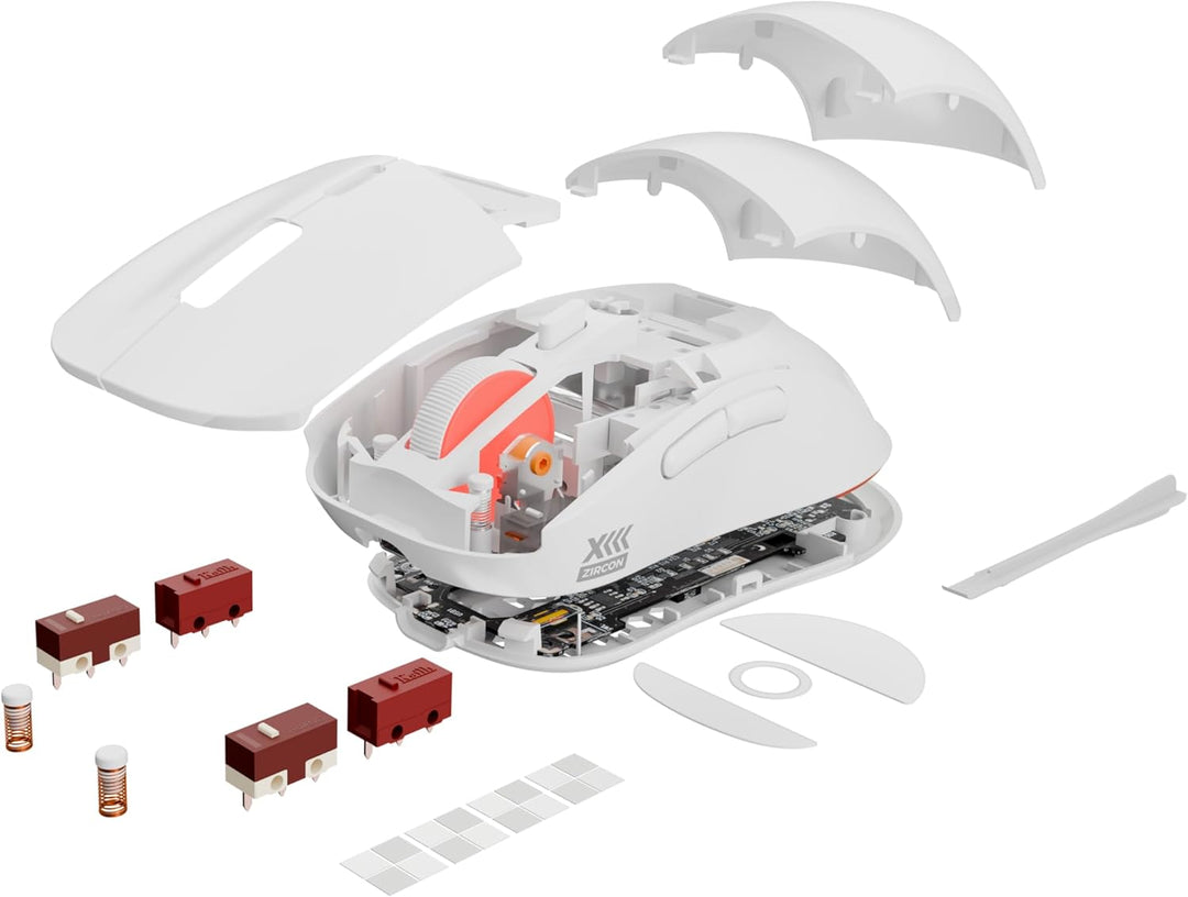 Genesis Zircon XIII Custom Wireless Gaming Maus Weiss, Hot-Swap Switches, Pixart PAW3395 26000 DPI,