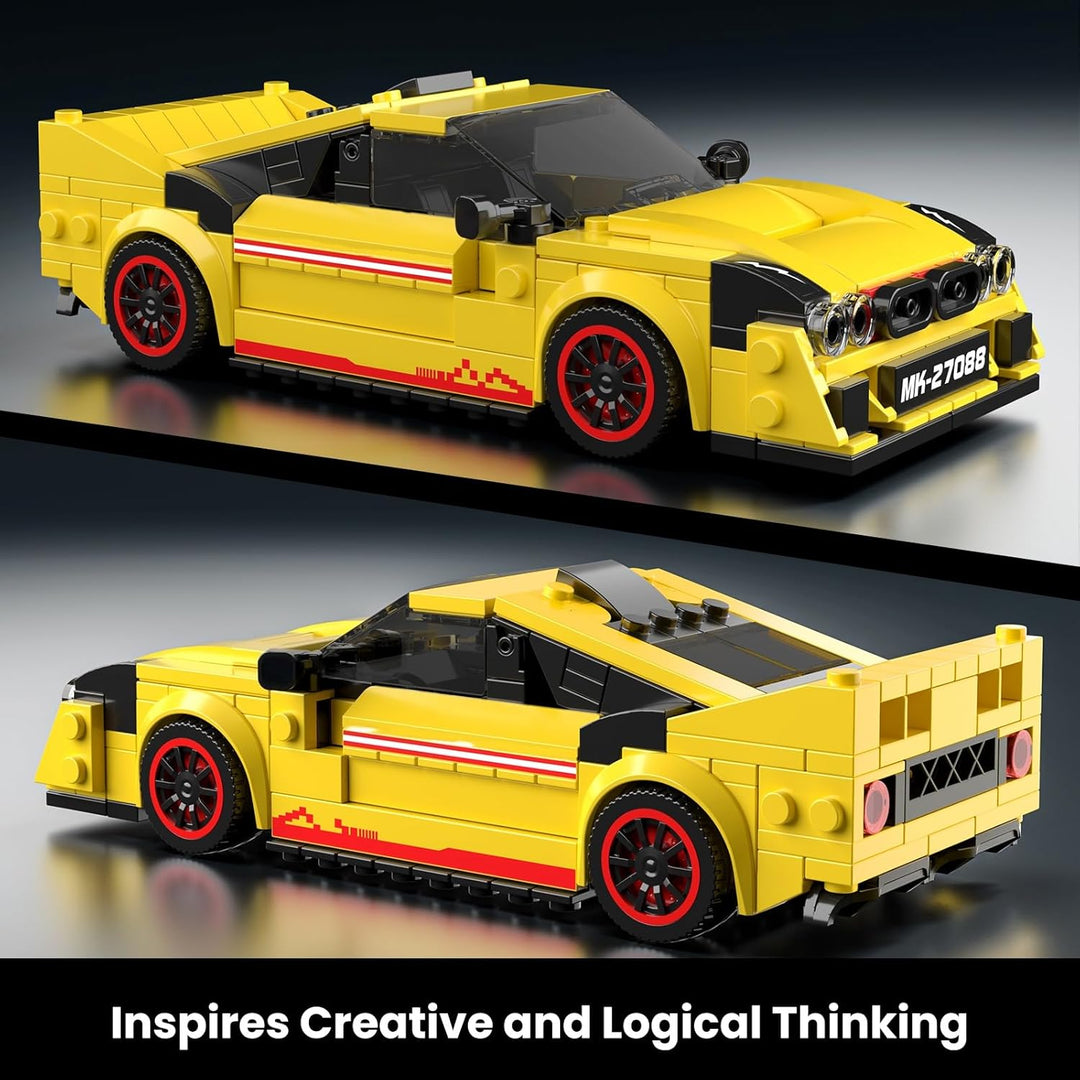 Mould King 27088 Technik Sportwagen Bausteinsets mit Acryl Vitrine Modellautos zum Sammeln, Geschenk