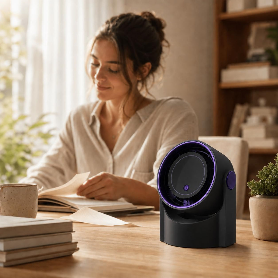Bestlivings Tisch- und Wandventilator Akku Schwarz 5 Stufen | 1200 mAh, LED Display, 22 dB leise, US