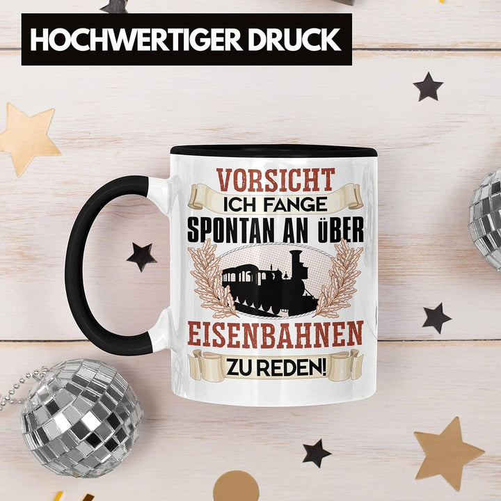Trendation - Eisenbahner Tasse Geschenk für Modelleisenbahn-Fans Geschenkidee Ich Fange Spotan An Üb