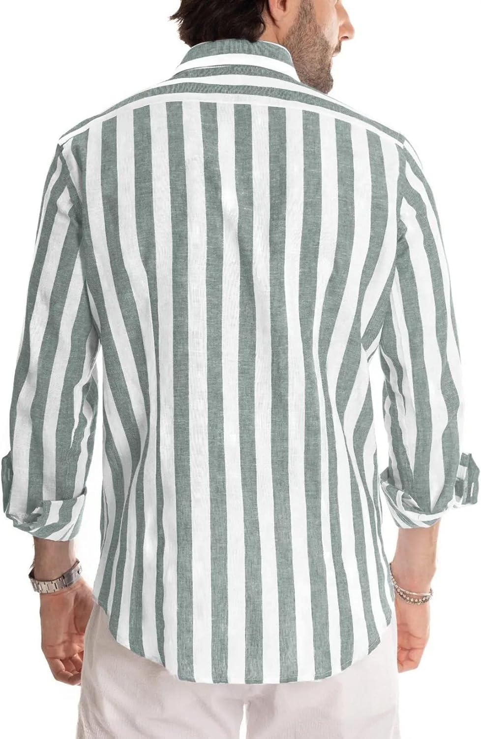 Meilicloth Herren Hemd Langarm Sommer Gestreifte Freizeithemden Casual mit Knöpfen Regular Fit XL B