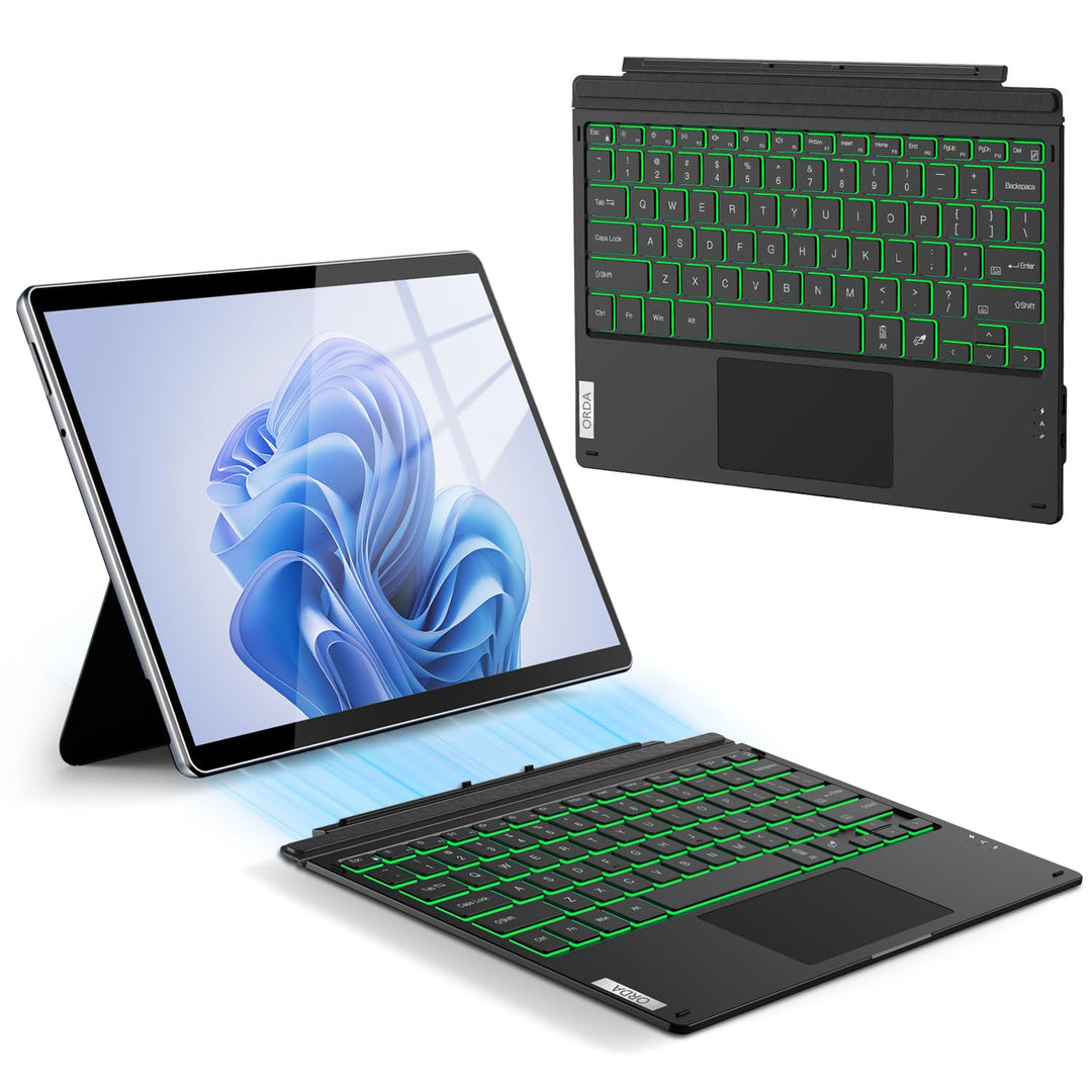 ORDA Surface Pro 7 Tastatur, Kompatibel mit Surface Pro 7+/7/6/5/4 mit Multi-Geste-Trackpad, 12.3 Zo