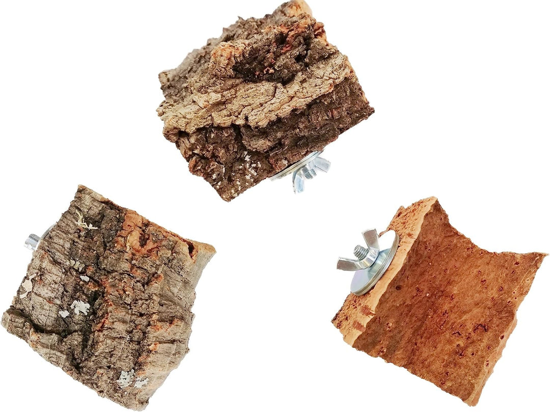 Mineralsteinersatz, 3er Set Kork-Pickstein, perfekte Alternative zur Sepiaschale, Wellensittich und