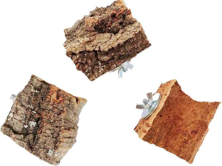 Mineralsteinersatz, 3er Set Kork-Pickstein, perfekte Alternative zur Sepiaschale, Wellensittich und