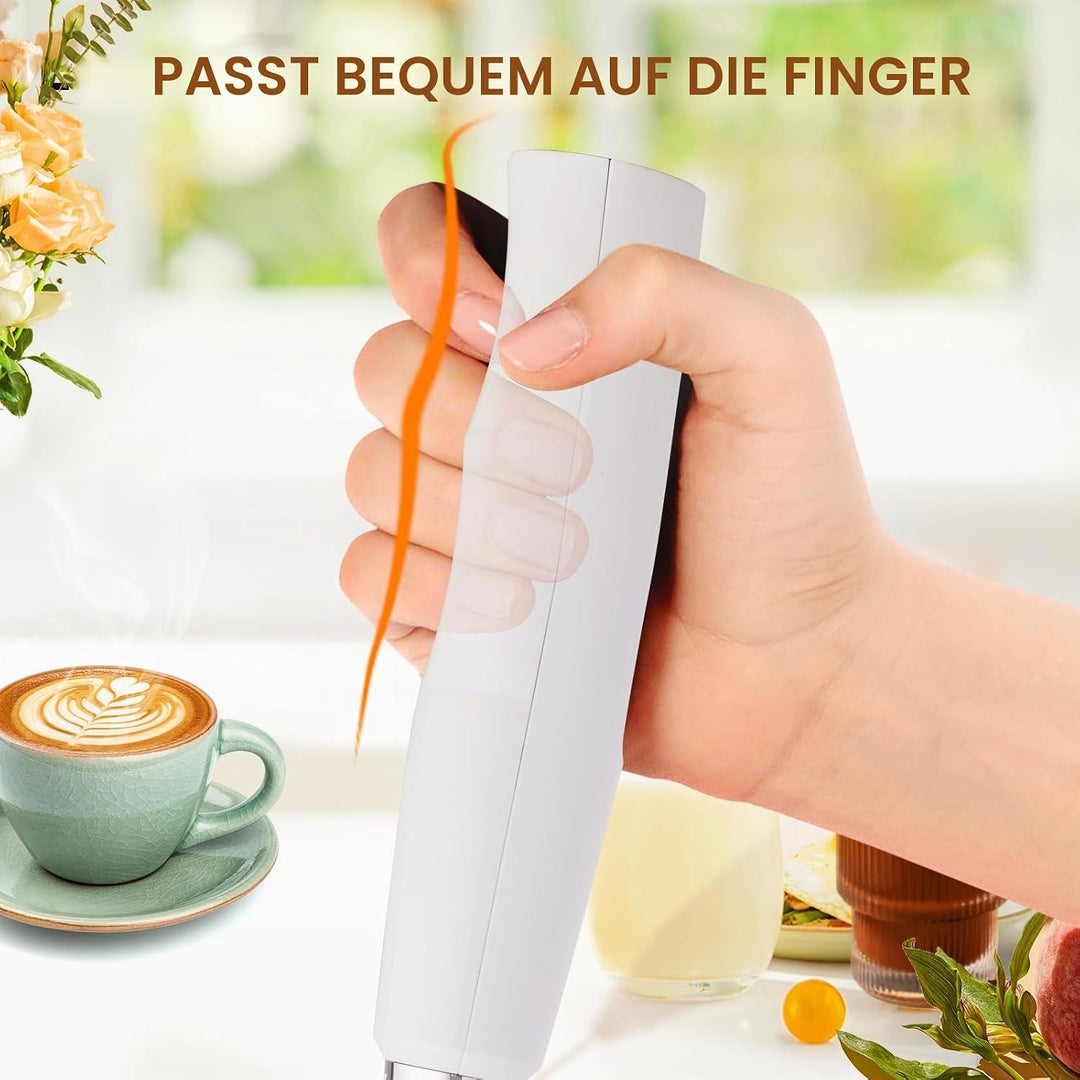 YUSWKO Milchaufschäumer Stab für Kaffee, Usb Wiederaufladbarer Aufschäumer, 3 Schneebesen-Köpfe 3 Ge