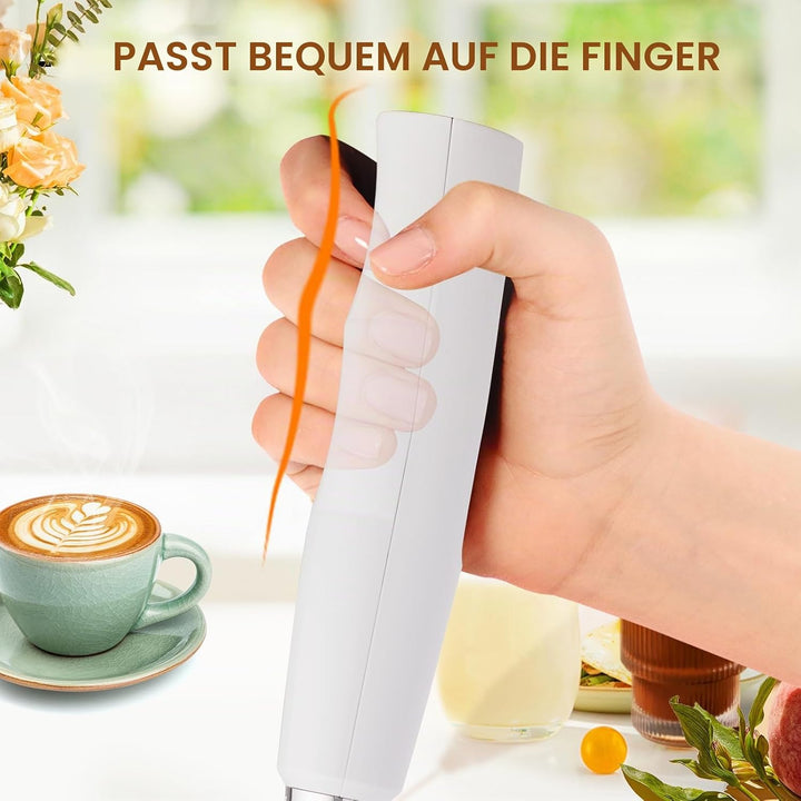 YUSWKO Milchaufschäumer Stab für Kaffee, Usb Wiederaufladbarer Aufschäumer, 3 Schneebesen-Köpfe 3 Ge