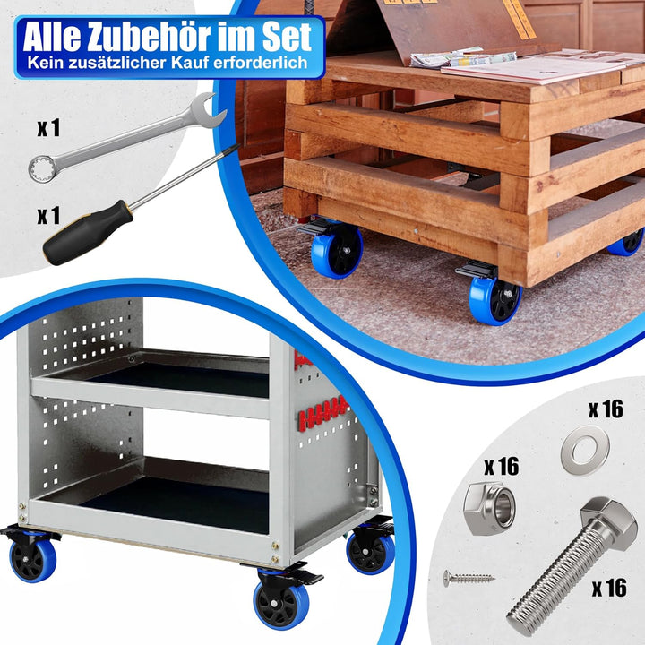 Asibaade Schwerlastrollen 75mm Lenkrollen bis zu 480KG Tragbarkeit 360° Drehung für Möbeltransport &amp;