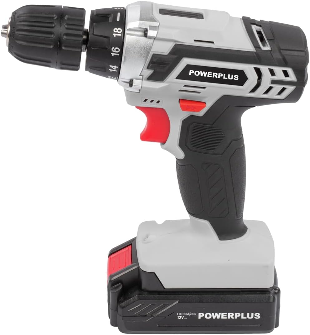 Powerplus Akkuschrauber & Akkubohrer POWC1051 - Schraubendreher & Bohrer 12V, Inkl. 1 x 1,3Ah Akku u