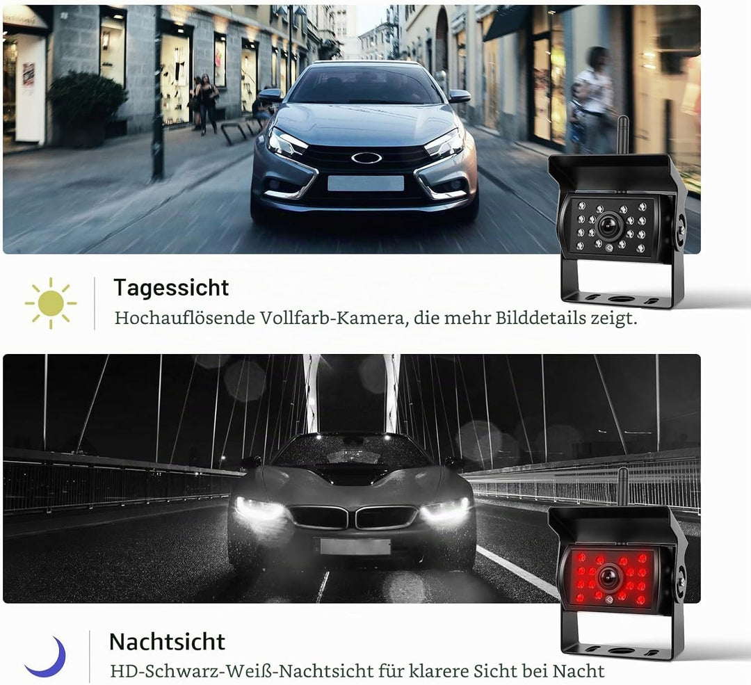 Kabellos Dual Rückfahrkamera Set HD 1080P 7&