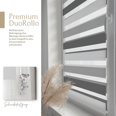 Home-Vision® DuoRollo Klemmfix, Doppelrollo ohne Bohren mit Klämmträgern, Rollos für Fenster und Tür