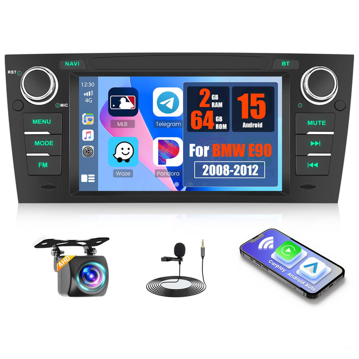[Android 15 2G+64G] Inefala Autoradio für BMW E90 2005-2012, Wireless Carplay & Android Auto, 7" Tou