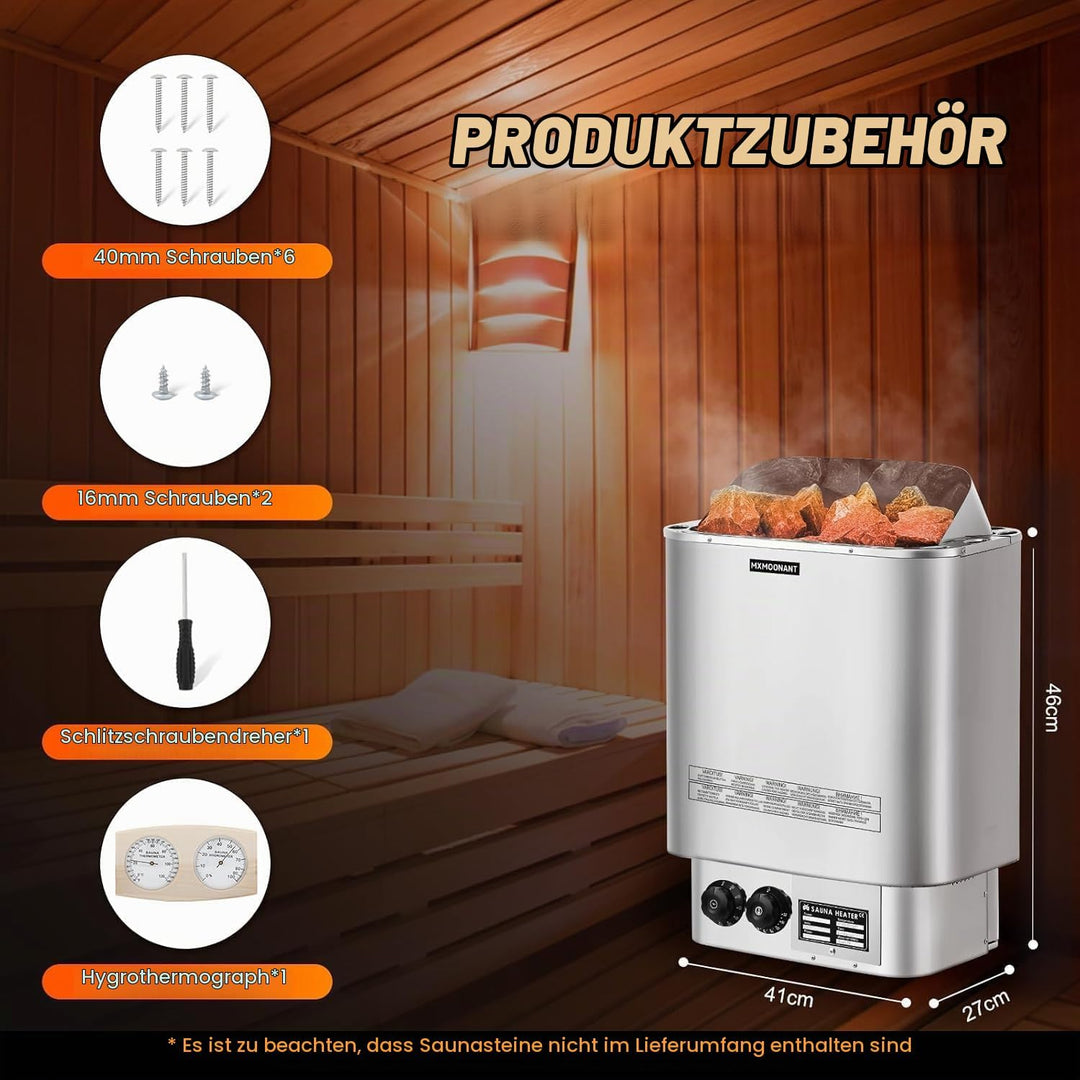 Mxmoonant 6KW Saunaofen, Elektroherd für Sauna, Einstellbare Zeit und Temperatur, für Home, Hotel, S