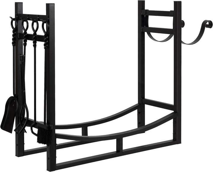 Amagabeli Kaminholzregal mit 4 Kaminwerkzeug 90cmx78cmx33cm Grosses breites Brennholzregal Kaminwerk