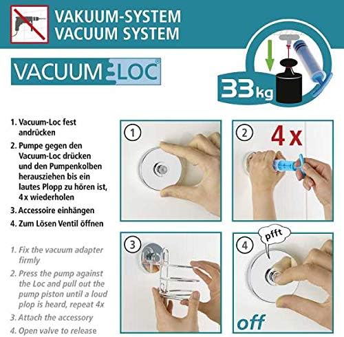 WENKO Vacuum-Loc® Wandablage, Duschablage im offenen Drahtkorb-Design aus verchromtem Metall für Bad