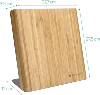 Navaris Messerhalter magnetisch Messerbrett aus Bambus - Magnet Messerblock Holz Magnethalter - Magn