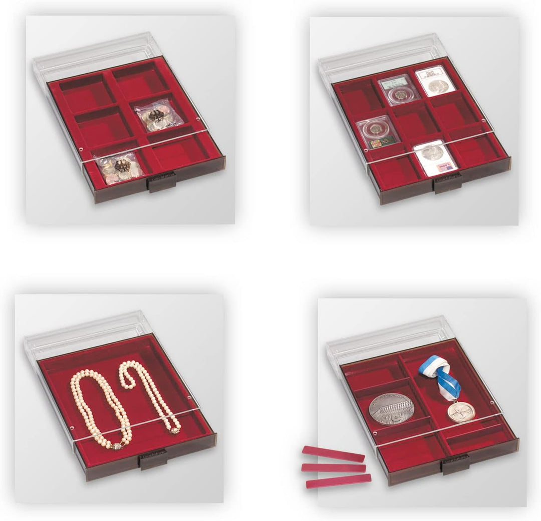 Leuchtturm 335666 Münzbox XL - Facheinteilung: 3 x 3 - Innenformat: 86 x 64 x 22 mm - eckige Fächer