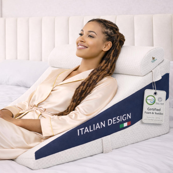 Ritalia® Multifunktions-Keilkissen mit Nackenrolle Grösse 60x60x30 Rückenkissen Kniestütze Beinablag
