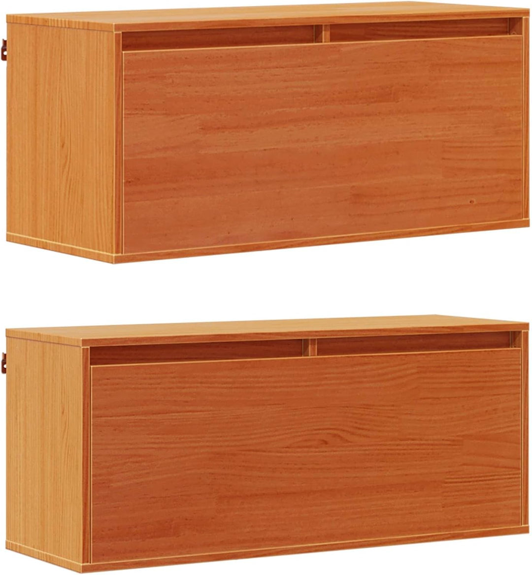 vidaXL Wandschrank mit Regal mit Tür 2 pcs Wachsbraun 80 x 30 x 35 cm, Wohnzimmer Regal, rechteckige