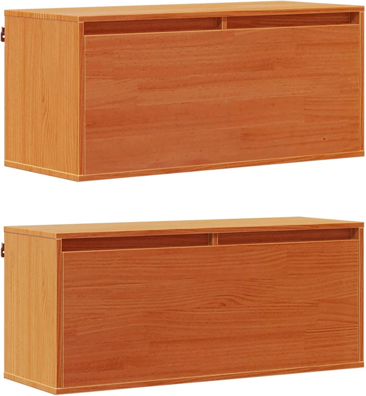 vidaXL Wandschrank mit Regal mit Tür 2 pcs Wachsbraun 80 x 30 x 35 cm, Wohnzimmer Regal, rechteckige