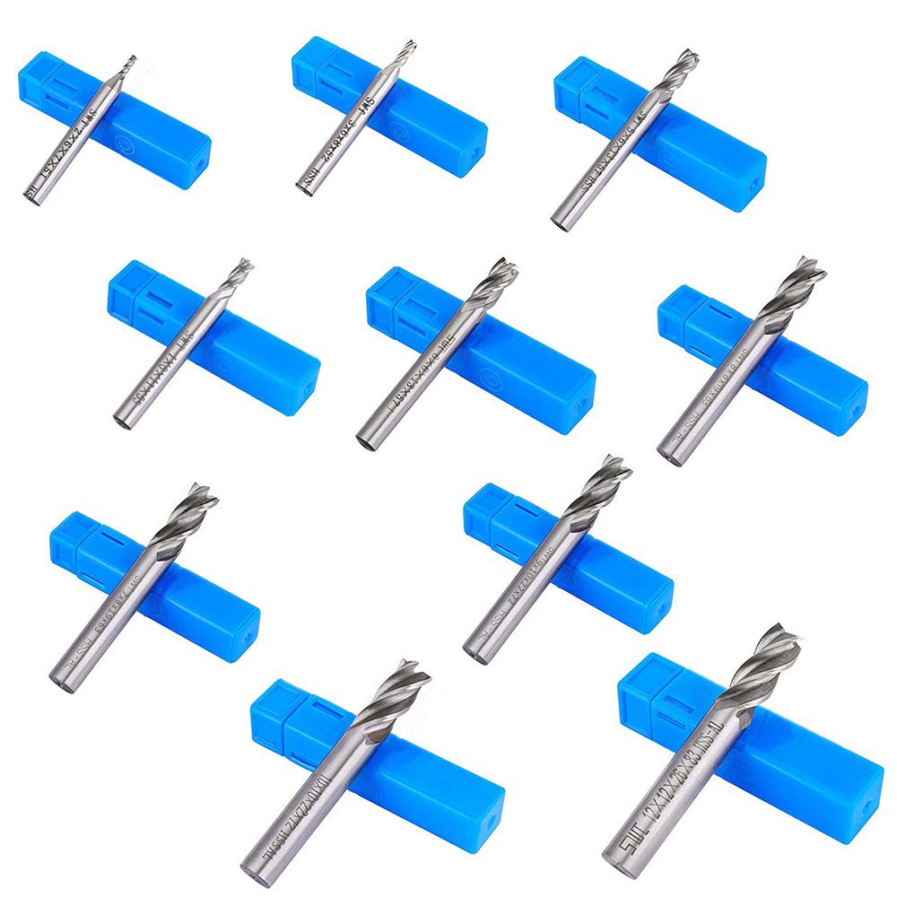Afunta Bohraufsätze/Schaftfräser mit 4 Rillen, 2-12 mm (0,08-0,47 Zoll) Schnellarbeitsstahl, gerader