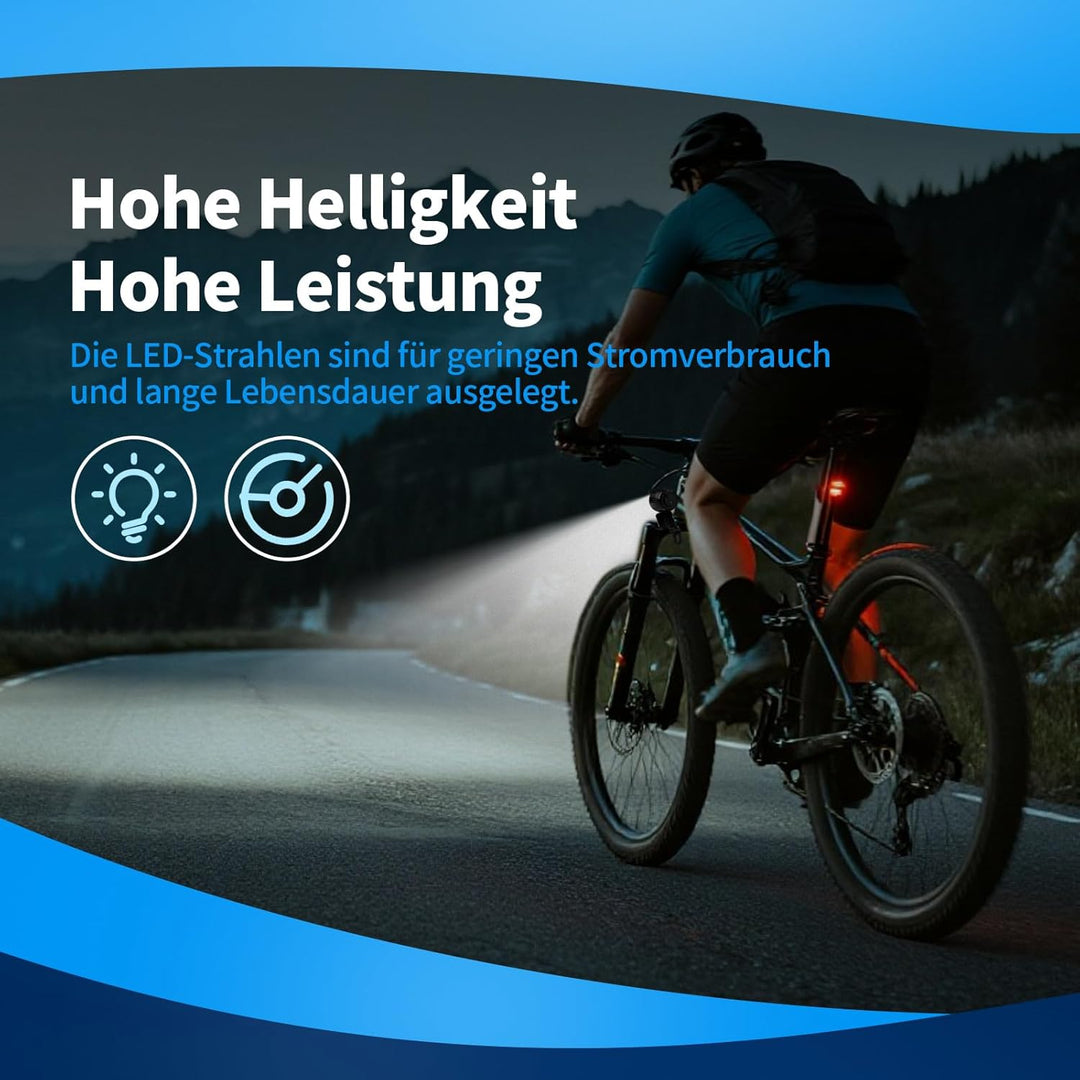 E-Bike Dynamo LED Fahrradlicht Vorne, 30-120 LUX StVZO Zulassung Frontlicht, Fahrradlicht mit Reflek