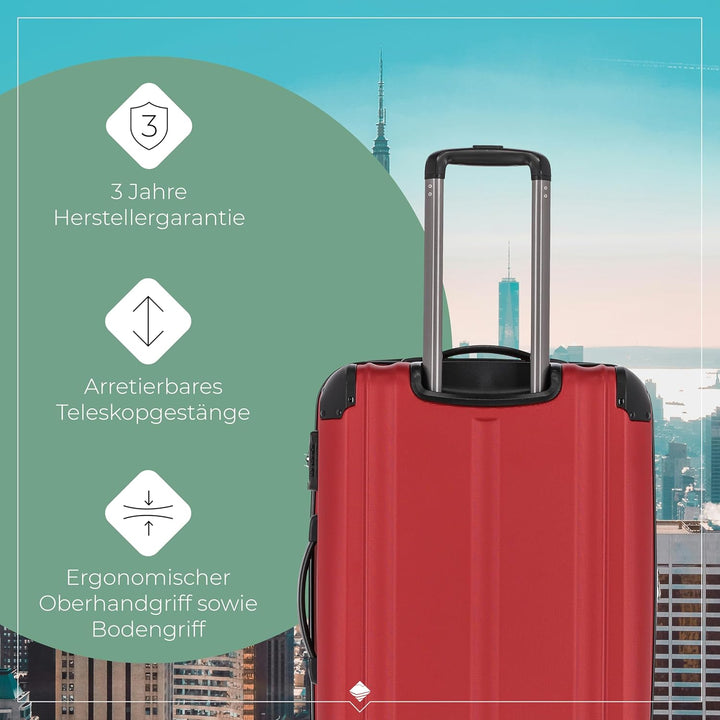 travelite 4-Rad Koffer M mit TSA Schloss + Dehnfalte, Gepäck Serie City: Robuster Hartschalen Trolle