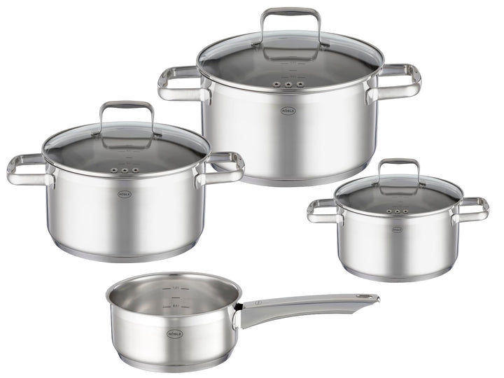 RÖSLE CHARM Topf-Set 4-tlg., hochwertiges Universaltopfset mit 3 Kochtöpfen und 1 Stielkasserolle, E