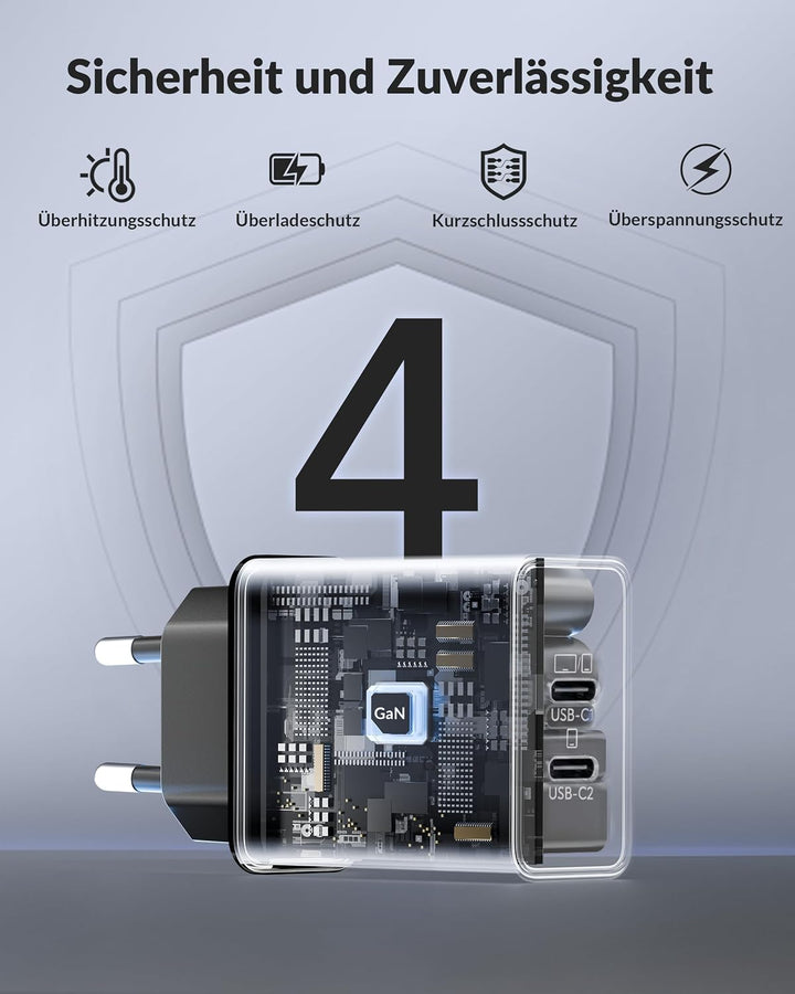 45W 2-Port Schnellladegerät Ladegerät für Samsung Galaxy S26/S25/S24/S23/S22/S21 Ultra FE, A16 A56 A