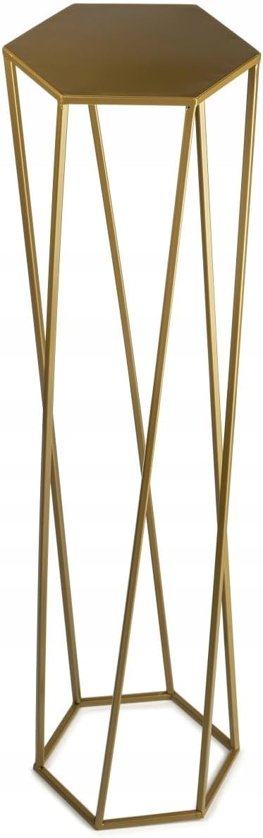 HowHomely Gold Blumenständer Metall 100 cm Hoch - Solider Blumenhocker in Sechseckiger Form - Pflanz