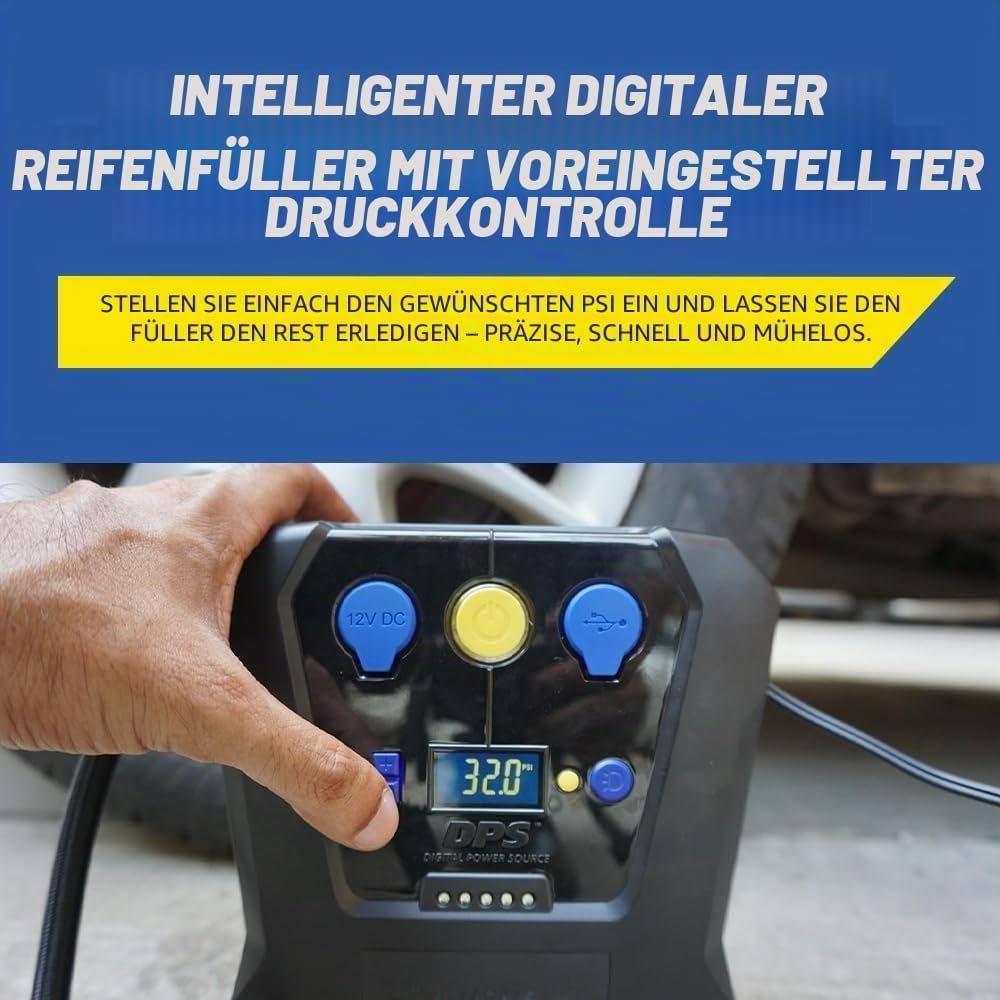 MICHELIN 62003 Luftkompressor 12v fürs Auto | Programmierbar und Digital | Reifendruck Luft Kompress