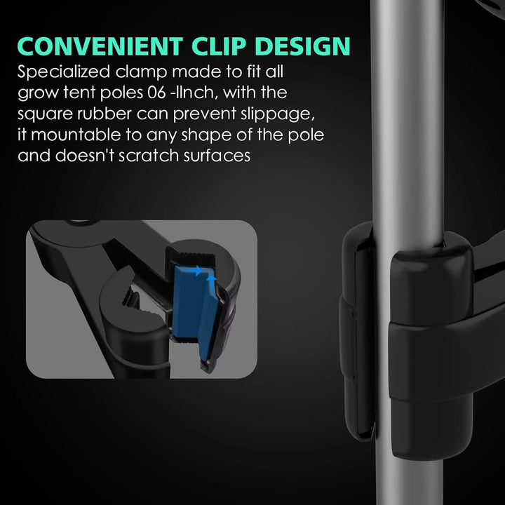 Oszillierender Clip Ventilator für Growzelt Growbox 24W Grow Lüfter Ventilator, 2 Geschwindigkeitsst
