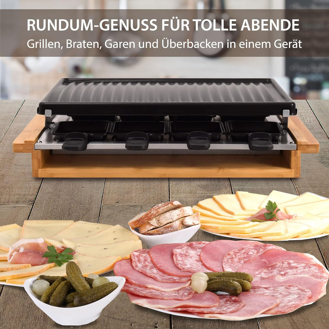 Syntrox Germany RAC-1200WB-Rueti im schicken Holz Design mit Grillplatte für 8 Personen und antihaft