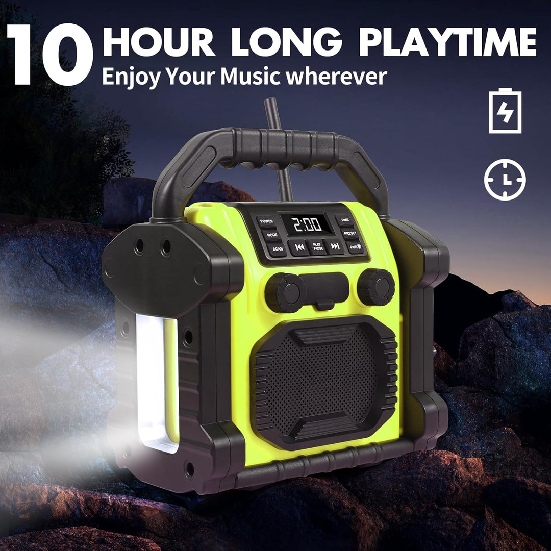 Bingxue FM-Radio-Empfänger, USB-Bluetooth-Lautsprecher mit Uhr-Alarm/LED-Lichtern, tragbar, Antikoll