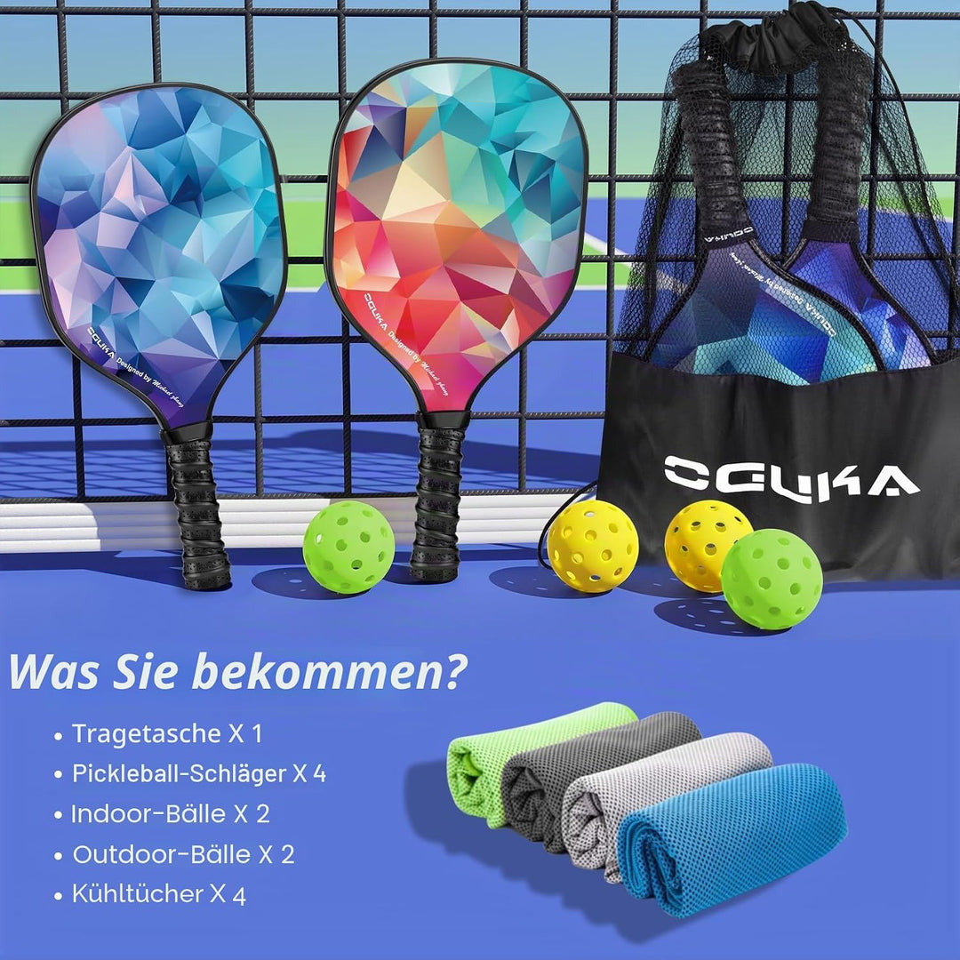 Pickleball-Paddel, USAPA-zugelassen, leichte Pickleball-Paddel, 4 Pickleball-Bälle, 4 kühlende Handt
