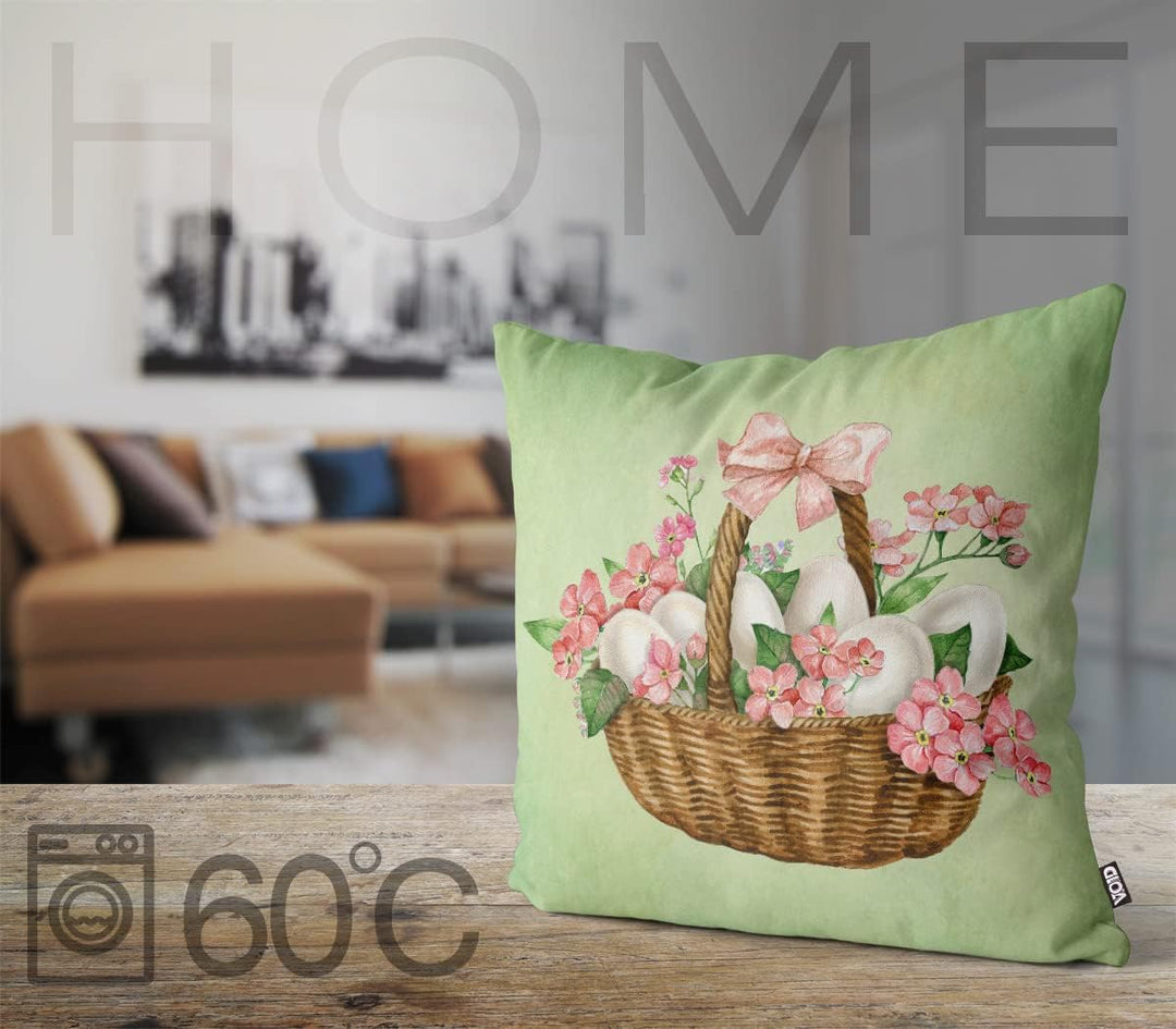 VOID Eierkorb Blumen 80x80 Kissenhülle Polyester Zierkissen Couchkissen Ostern Osterdeko Deko 70 x 7
