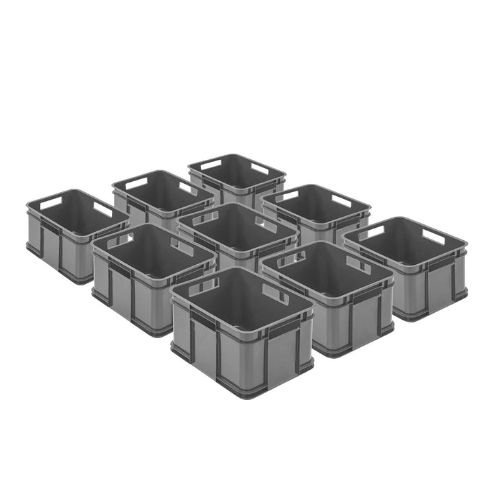 PAFEN 9x Euro Stapelbox Bruno Eco Blau Grau Euro-Box Stapelkasten 16L Transport Eurobehälter 9x 16L