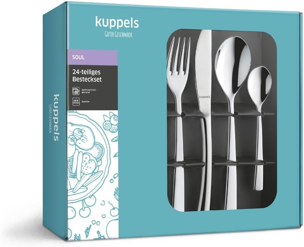 KUPPELS | Besteckset SOUL 24-teilig | Raffiniertes Besteck Set 6 Personen | Hochglanzpoliert | Edels