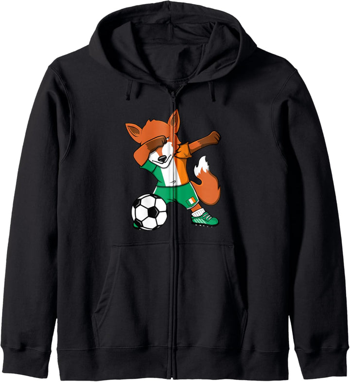 Dabbing Fuchs Fox Irland Fussball Mannschaft Irische Flagge Kapuzenjacke