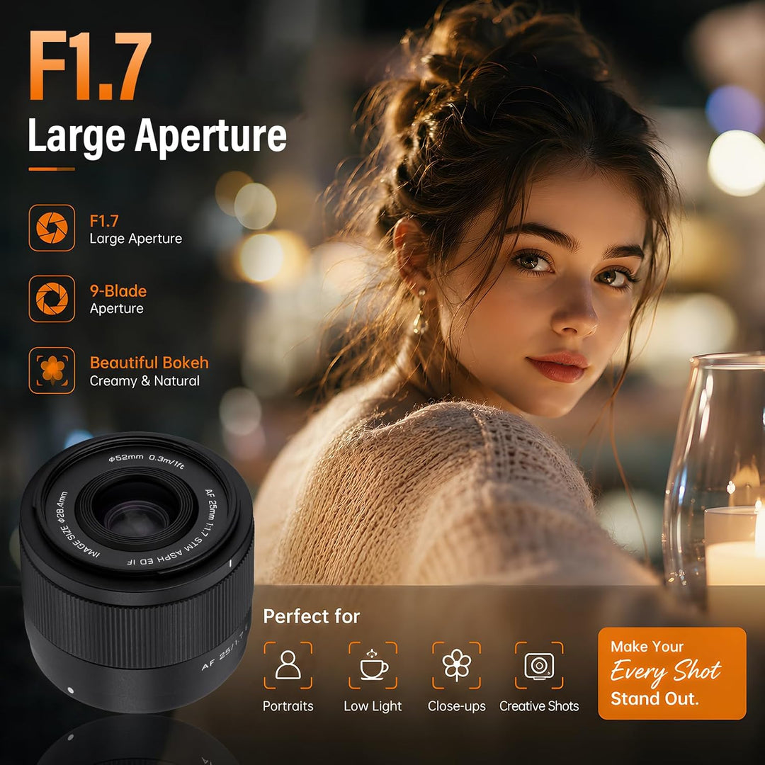 VILTROX 25mm F1.7 Air APS-C Objektiv mit Autofokus für Fuji XF-Mount Lens Standardobjektiv mit Gross