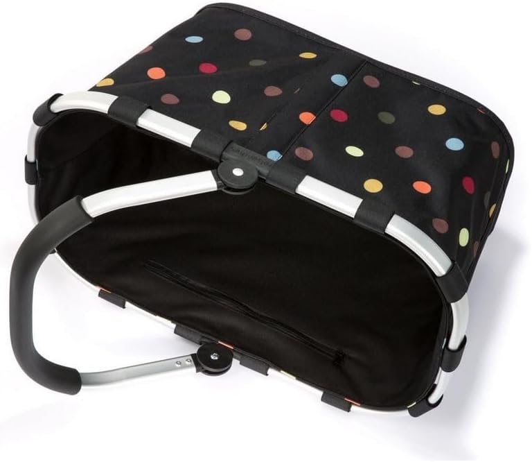 reisenthel carrybag Frame dots + Cover Black - Stabiler Einkaufskorb mit passendem Cover und praktis