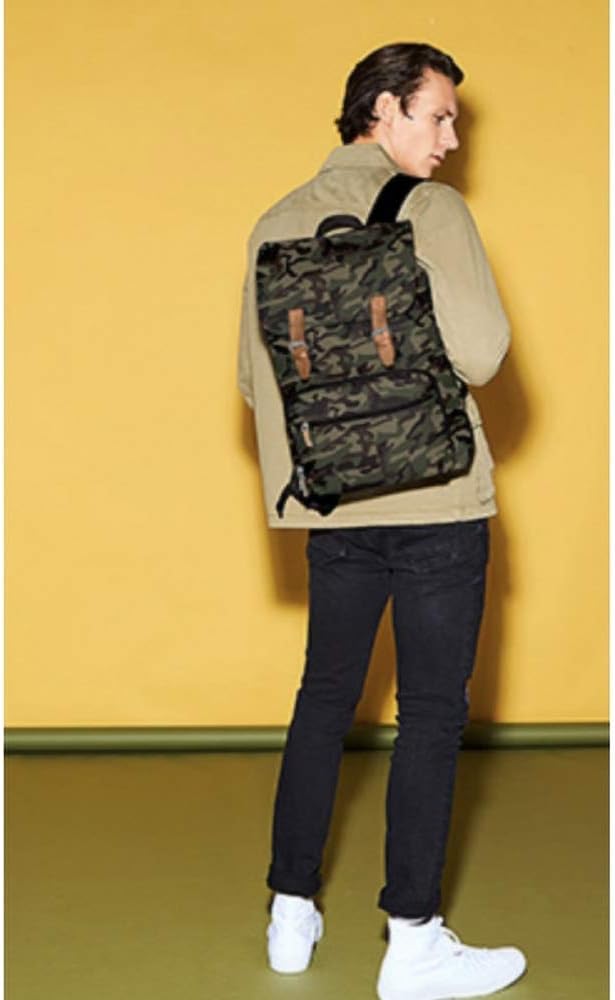 BagBase Vintage Laptop Backpack, 30 x 46 x 17 cm, Black Schwarz, Schwarz