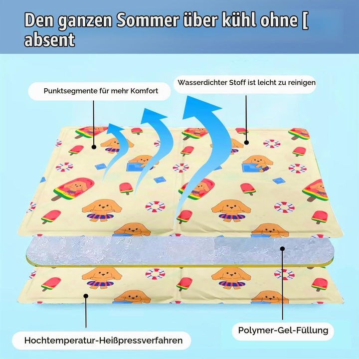 Kühlmatte Hund Katze Selbstfüllend 60×90cm,XL Kühldecke Hund Mit Ungiftigem Dünnes Gel,Faltbar leich