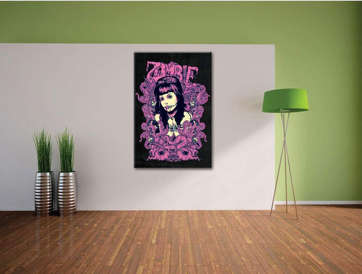 Dark the Zombie-Look black Leinwandbild Bild auf Leinwand, XXL riesige Bilder fertig gerahmt mit Kei